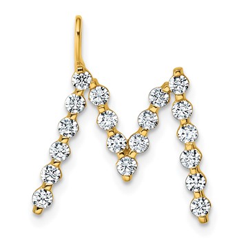 True Origin 14K Yellow Gold 5/8 carat Lab Grown Diamond VS+ F+ Complete Alphabet M Pendant