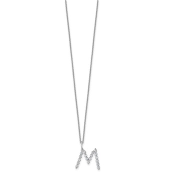 True Origin 14K White Gold 5/8 carat Lab Grown Diamond VS+ F+ Complete Alphabet M Pendant Necklace — alternate view