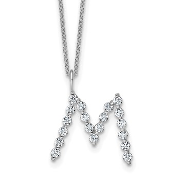 True Origin 14K White Gold 5/8 carat Lab Grown Diamond VS+ F+ Complete Alphabet M Pendant Necklace