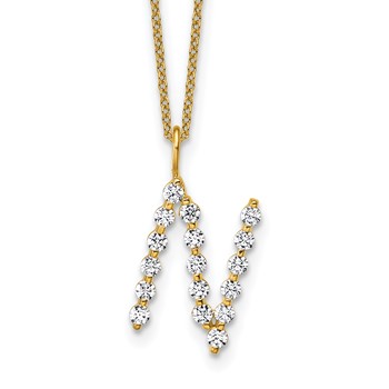 True Origin 14K Yellow Gold 5/8 carat Lab Grown Diamond VS+ F+ Complete Alphabet N Pendant Necklace