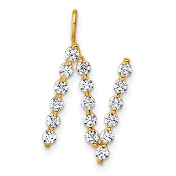 True Origin 14K Yellow Gold 5/8 carat Lab Grown Diamond VS+ F+ Complete Alphabet N Pendant