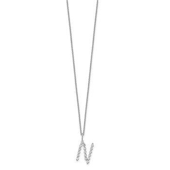 True Origin 14K White Gold 5/8 carat Lab Grown Diamond VS+ F+ Complete Alphabet N Pendant Necklace — alternate view