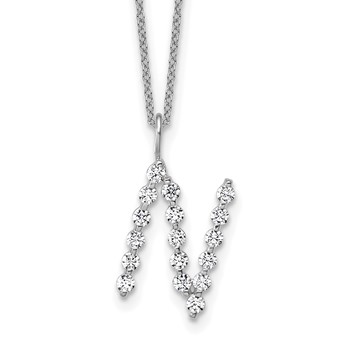 True Origin 14K White Gold 5/8 carat Lab Grown Diamond VS+ F+ Complete Alphabet N Pendant Necklace