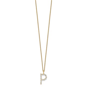 True Origin 14K Yellow Gold 3/8 carat Lab Grown Diamond VS+ F+ Complete Alphabet P Pendant Necklace — alternate view