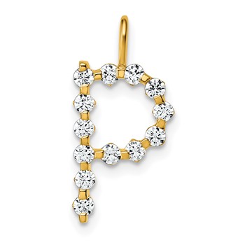 True Origin 14K Yellow Gold 3/8 carat Lab Grown Diamond VS+ F+ Complete Alphabet P Pendant