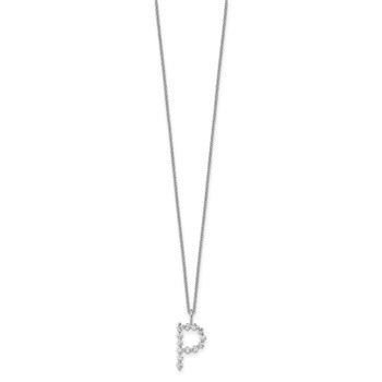 True Origin 14K White Gold 3/8 carat Lab Grown Diamond VS+ F+ Complete Alphabet P Pendant Necklace — alternate view