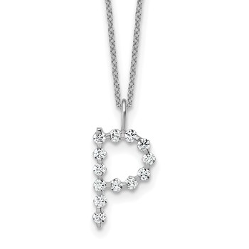 True Origin 14K White Gold 3/8 carat Lab Grown Diamond VS+ F+ Complete Alphabet P Pendant Necklace