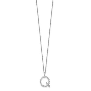 True Origin 14K White Gold 5/8 carat Lab Grown Diamond VS+ F+ Complete Alphabet Q Pendant Necklace — alternate view