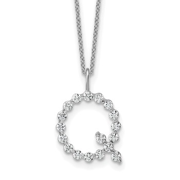 True Origin 14K White Gold 5/8 carat Lab Grown Diamond VS+ F+ Complete Alphabet Q Pendant Necklace