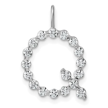True Origin 14K White Gold 5/8 carat Lab Grown Diamond VS+ F+ Complete Alphabet Q Pendant