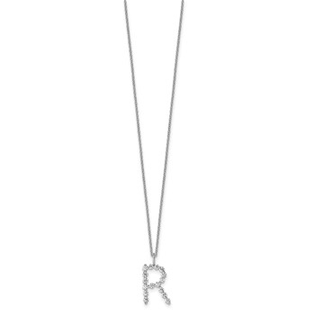 True Origin 14K White Gold 1/2 carat Lab Grown Diamond VS+ F+ Complete Alphabet R Pendant Necklace — alternate view