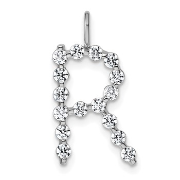 True Origin 14K White Gold 1/2 carat Lab Grown Diamond VS+ F+ Complete Alphabet R Pendant