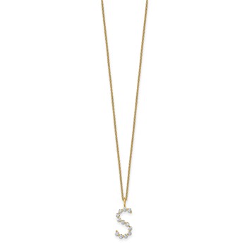 True Origin 14K Yellow Gold 1/2 carat Lab Grown Diamond VS+ F+ Complete Alphabet S Pendant Necklace — alternate view