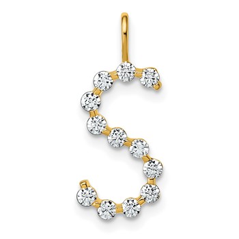 True Origin 14K Yellow Gold 1/2 carat Lab Grown Diamond VS+ F+ Complete Alphabet S Pendant