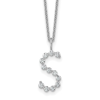 True Origin 14K White Gold 1/2 carat Lab Grown Diamond VS+ F+ Complete Alphabet S Pendant Necklace