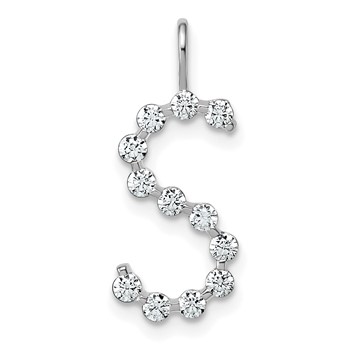 True Origin 14K White Gold 1/2 carat Lab Grown Diamond VS+ F+ Complete Alphabet S Pendant