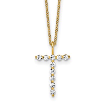 True Origin 14K Yellow Gold 1/3 carat Lab Grown Diamond VS+ F+ Complete Alphabet T Pendant Necklace