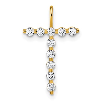 True Origin 14K Yellow Gold 1/3 carat Lab Grown Diamond VS+ F+ Complete Alphabet T Pendant