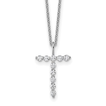 True Origin 14K White Gold 1/3 carat Lab Grown Diamond VS+ F+ Complete Alphabet T Pendant Necklace
