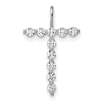True Origin 14K White Gold 1/3 carat Lab Grown Diamond VS+ F+ Complete Alphabet T Pendant