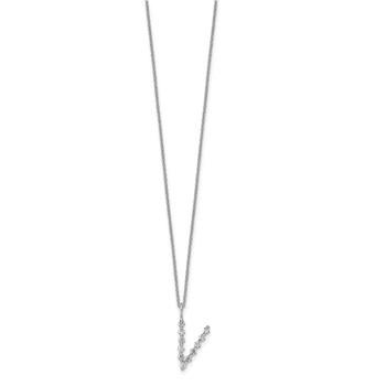 True Origin 14K White Gold 3/8 carat Lab Grown Diamond VS+ F+ Complete Alphabet V Pendant Necklace — alternate view