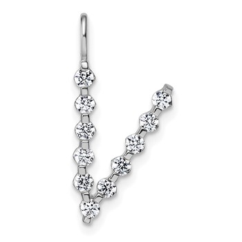 True Origin 14K White Gold 3/8 carat Lab Grown Diamond VS+ F+ Complete Alphabet V Pendant