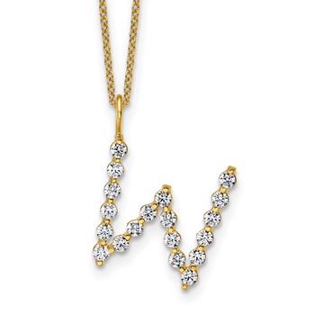 True Origin 14K Yellow Gold 5/8 carat Lab Grown Diamond VS+ F+ Complete Alphabet W Pendant Necklace