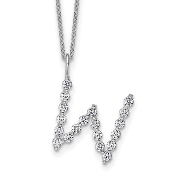 True Origin 14K White Gold 5/8 carat Lab Grown Diamond VS+ F+ Complete Alphabet W Pendant Necklace