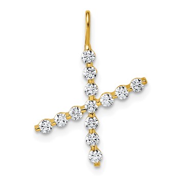 True Origin 14K Yellow Gold 3/8 carat Lab Grown Diamond VS+ F+ Complete Alphabet X Pendant