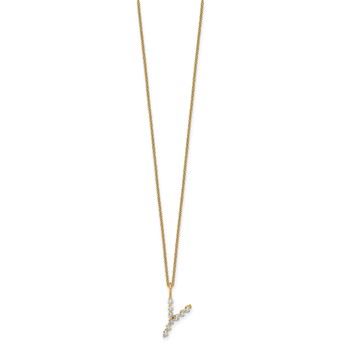True Origin 14K Yellow Gold 1/3 carat Lab Grown Diamond VS+ F+ Complete Alphabet Y Pendant Necklace — alternate view
