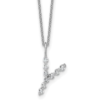 True Origin 14K White Gold 1/3 carat Lab Grown Diamond VS+ F+ Complete Alphabet Y Pendant Necklace