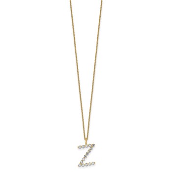 True Origin 14K Yellow Gold 1/2 carat Lab Grown Diamond VS+ F+ Complete Alphabet Z Pendant Necklace — alternate view