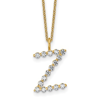 True Origin 14K Yellow Gold 1/2 carat Lab Grown Diamond VS+ F+ Complete Alphabet Z Pendant Necklace