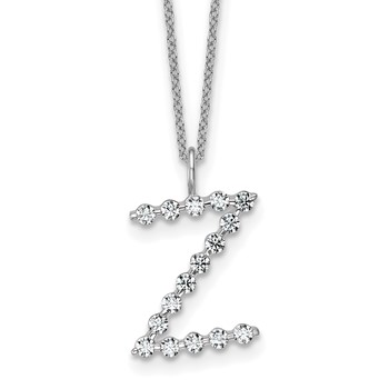 True Origin 14K White Gold 1/2 carat Lab Grown Diamond VS+ F+ Complete Alphabet Z Pendant Necklace