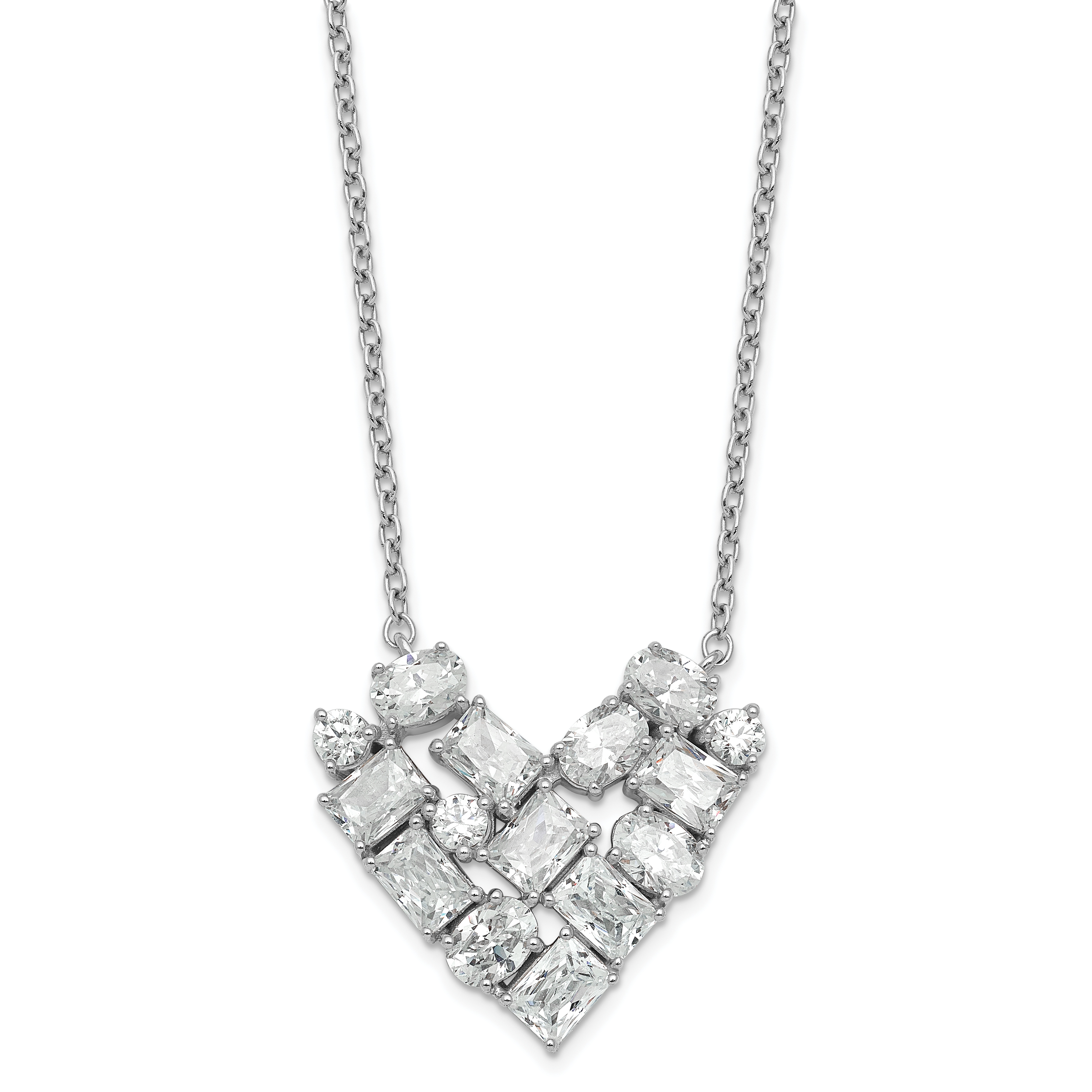 10kw 1 1/4ct Lab Grown Diamond VS/SI+ G+ Comp 18in Cluster Heart Necklace