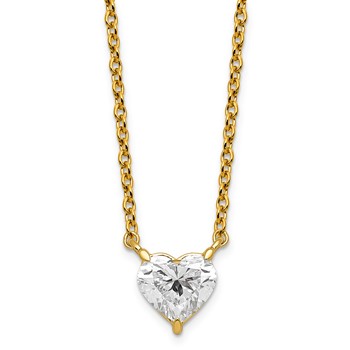 14ky Heart Certified Lab Grown VS/SI+ G+ Complete Diamond Pendant with Chai