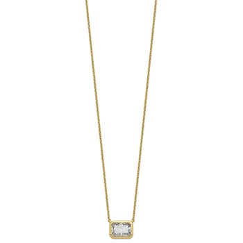 14ky Radiant Certified Lab Grown VS/SI+ G+ Complete Diamond Pendant with Ch — alternate view