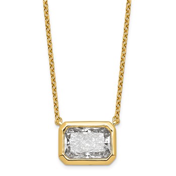 14ky Radiant Certified Lab Grown VS/SI+ G+ Complete Diamond Pendant with Ch