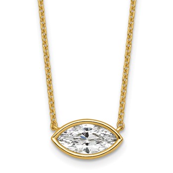 14ky Marquise Certified Lab Grown VS/SI+ G+ Complete Diamond Pendant with C