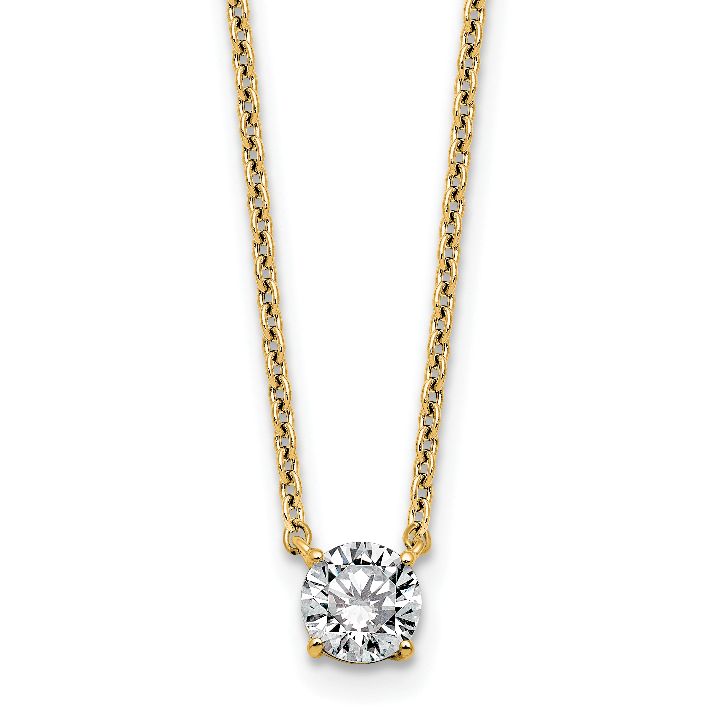 10k 1/2ct Lab Grown Dia VS+ F+ Round Comp 4 Prong 18in Solitaire Necklace
