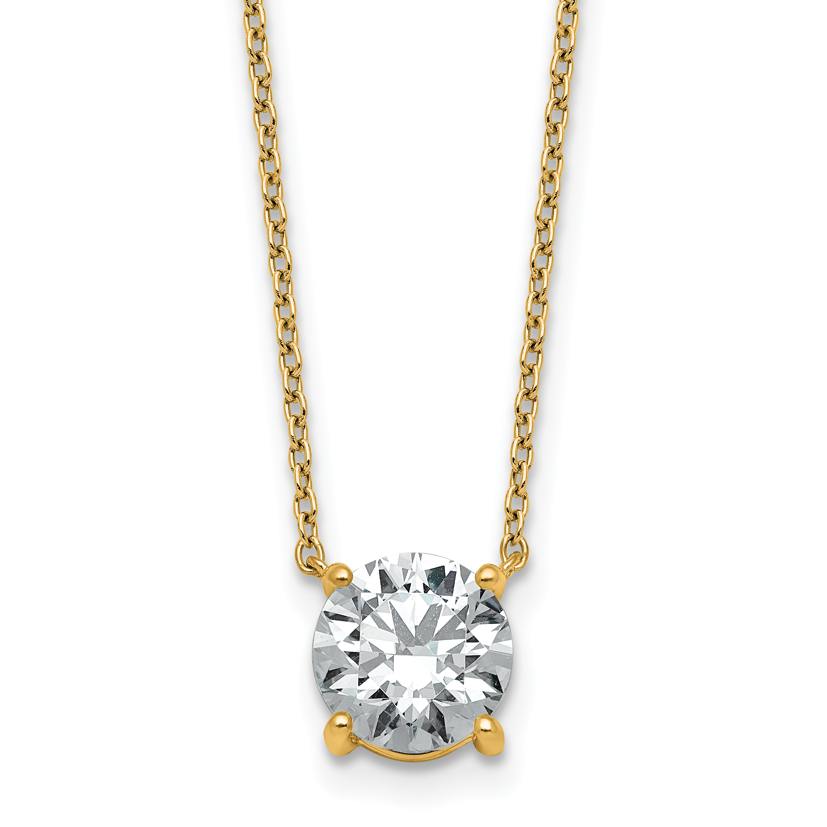 10k 1 1/2ct Lab Grown Dia VS+ F+ Round Comp 4 Prong 18in Solitaire Necklace