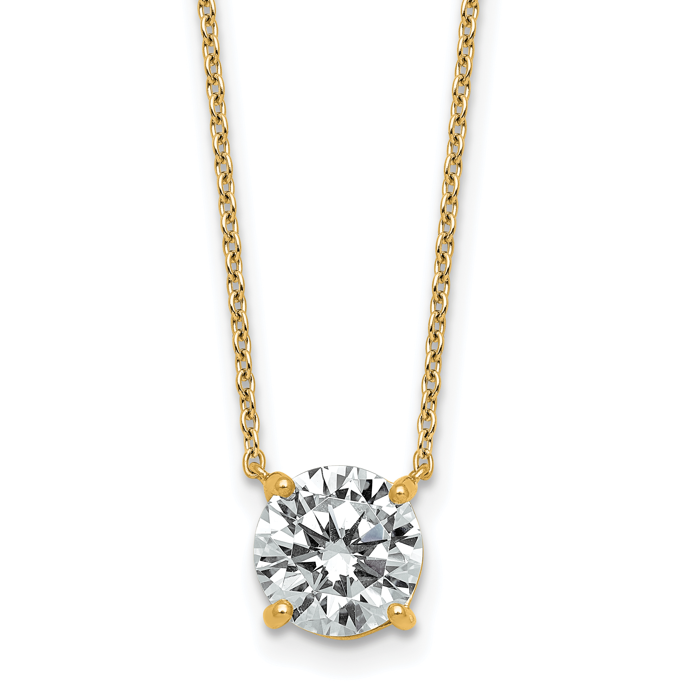 10k 2ct Lab Grown Dia VS+ F+ Round Comp 4 Prong 18in Solitaire Necklace