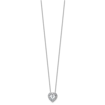14k White Gold 1 3/4 carat Certified Lab Grown Diamond VS/SI+ G+ Heart Complete 18 inch Halo Pendant Necklace — alternate view