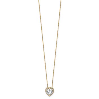 14k 1 3/4 carat Certified Lab Grown Diamond VS/SI+ G+ Heart Complete 18 inch Halo Pendant Necklace — alternate view