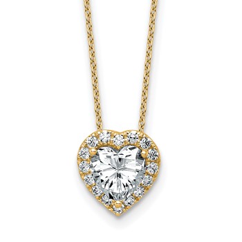 14k 1 3/4 carat Certified Lab Grown Diamond VS/SI+ G+ Heart Complete 18 inch Halo Pendant Necklace