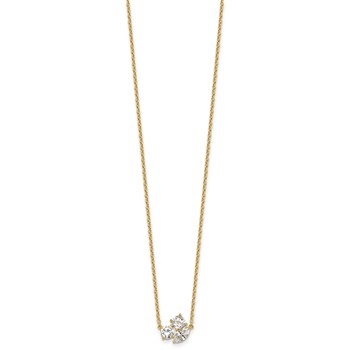 14k 1 carat Lab Grown Diamond VS+ F+ Complete 18 inch Three Stone Fashion Necklace — alternate view
