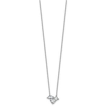 14k White Gold 1 carat Lab Grown Diamond VS+ F+ Complete 18 inch Three Stone Fashion Necklace — alternate view