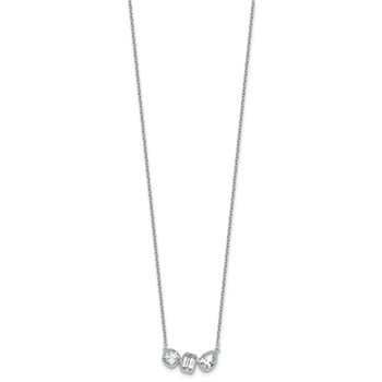 14k White Gold 1 carat Lab Grown Diamond VS+ F+ Complete 18 inch Three Stone Fashion Necklace — alternate view