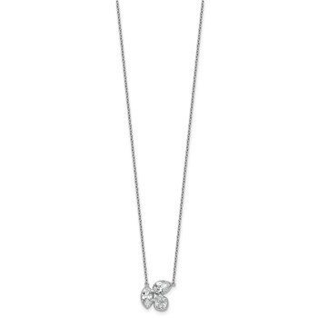 14k White Gold 1 carat Lab Grown Diamond VS+ F+ Complete 18 inch Three Stone Fashion Necklace — alternate view