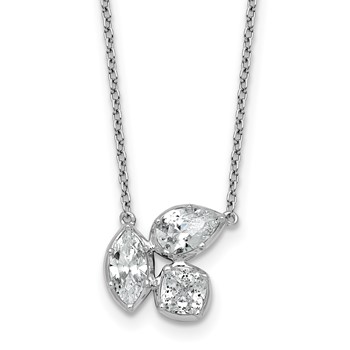 14k White Gold 1 carat Lab Grown Diamond VS+ F+ Complete 18 inch Three Stone Fashion Necklace